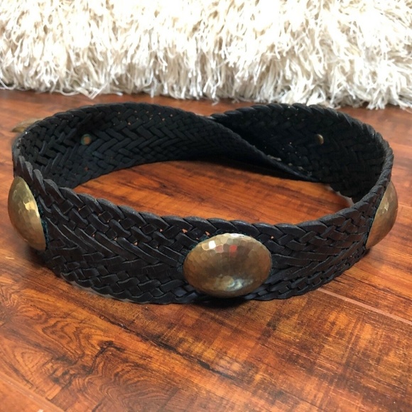 Vintage Leather BoHo Hammered Disc Belt - Picture 6 of 7